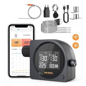 lot 8267 image: 5G Wi-Fi & Bluetooth BBQ Temperature Controller, INKBIRD Automatic Smoker Fan with LCD Screen for Ceramic Grill  Mobile Notification Timer Alarm Calibration for BGE, Kamado, Akorn, Weber, 5 Probes