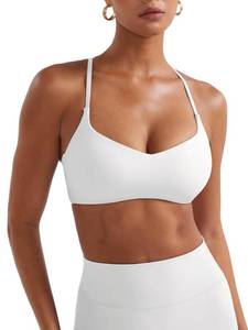 lot 8274 image: YEOREO CoreFlex Y Back Sports Bras for Women Padded Racerback Bra Paisely Light Impact Adjustable Straps Gym Workout Tops White S