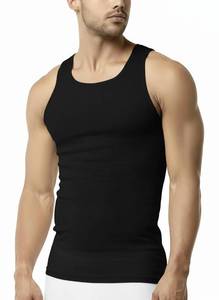 lot 8285 image: Pure Look Mens 3-Pack Cotton Ribbed Lightweight A-Shirt Undershirt Tank Top, BlackGrey, Small