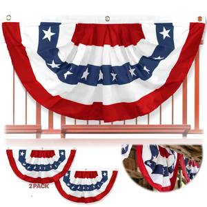 lot 8289 image: Anley US National Pleated Fan Flag, 1.5x3 ft American Bunting Flag Patriotic Stars & Stripes - Sharp Color and Fade Resistant - United States 1.5 x 3 Ft Half Fan Banner(2 Pack)