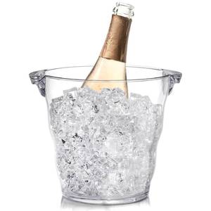lot 8307 image: Dicunoy Ice Bucket, 4 Liter Plastic Champagne Bucket Chiller, Thick Clear Beverage Tubs with Handle, Thick Wine Cooler Bucket for Bar, Home, Parties, for Wine or Champagne Bottles