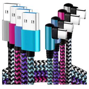 lot 37624 image: USB C Angle Cord 90 Degree6ft4Pack Nylon USB C Cable Compatible with Samsung Galaxy S10S10e9Note 10, Charger Cable-BlueBlackMagentaPurple - Retail $10