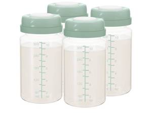 lot 37630 image: Milk Storage Bottle, Compatible with Momcozy Breast Milk Cooler, Also Compatible with Spectra S1 S2, Motif Luna Pumps, 4PCS - Retail $19