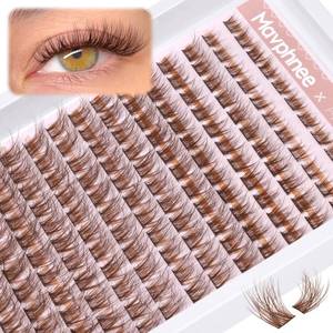 lot 37643 image: Brown Lash Clusters Natural Lash Extensions Wispy Eyelash Clusters 153 Pcs C-Curly Lashes Clusters for Everyday Wear Beginner Friendly Dark Brown Cluster Eyelash Extensions - Retail $10