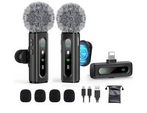 lot 37649 image: Wireless Lavalier Microphone for iPhone Recording Clip-on Mini Mic for iPhonefor iPad Video Recording with Rotatable Clip&Denoise Recording, Portable Mic Set for Content Creators - Retail $23