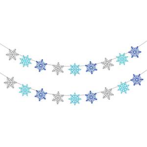 lot 37652 image: 2 Pcs Silver Blue Snowflake Banner, Snowflake Winter Party Decorations, Snowflake Garland Christmas Party Decorations (Mix) - Retail $4,646