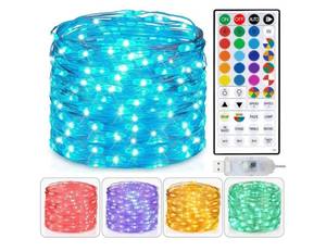 lot 37667 image: Fairy Lights USB Plug in 33ft 100LEDs with Remote, Warm White 20 Color Changing Light Twinkle Firefly String Lights for Bedroom Party Wedding Christmas Tapestry, Multicolor Colors - Retail $13