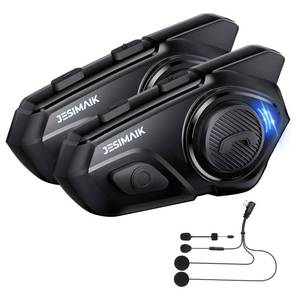 lot 37682 image: Motorcycle Helmet Bluetooth Headset, 10 Way 2KM Helmet Communication System, Multitasking Audio Motorcycle Intercom, 2 Mics&40mm Speaker (2 Pack) - Retail $150