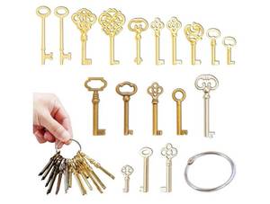 lot 37691 image: Skeleton Key Set, 18 Keys Universal Skeleton Keys Replacement for Vintage Old Furniture, Antique Furniture, Cabinet Doors, Grandfather Clocks, Old Style Cabinets or Doors(17) (One key Is chipped see Picture for reference) - Retail $19