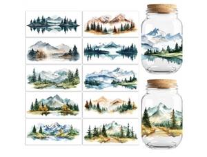 lot 37702 image: UV DTF Cup Wraps Transfer Stickers Landscape Pattern, 10 Sheets Waterproof Custom Vinyl Transfer Sticker 16oz Coffee Glass Cup Tumbler Bottle Mug Decals for Men Women - Retail $13
