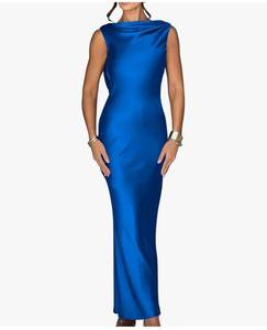 lot 37713 image: Womens Elegant Sleeveless High Neck Tie Cocktail Wedding Party Maxi Dress - Retail $43