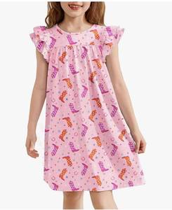 lot 37715 image: Girls Nightgowns Cute Ruffle Short Sleeves Princess Pajamas Nightdress Sleepwear - Retail $13