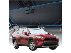 lot 37722 image: Car Front Windshield Sun Shade - Ultimate UV Protection & Heat Reduction No-Light Leakage Technology Foldable Design Perfect Fit for Sedans Mini SUVs, Medium(64X32) - Retail $18