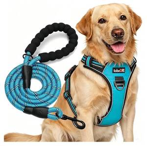 lot 37725 image: No Pull Dog Harness Adjustable Reflective Oxford Easy Control Medium Large Dog Harness with A Free Heavy Duty 5ft Dog Leash - Retail $20