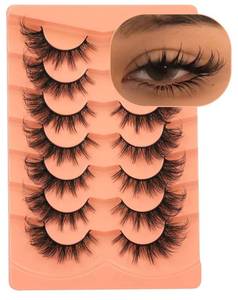 lot 37731 image: False Eyelashes Wispy Lashes Natural Look Fake Eyelashes Cat Eye Lashes Mink Fluffy Strip False Lashes Fox Eye Lashes Pack 7 Pairs ALICROWN - Retail $9