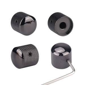 lot 37754 image: 4Pcs Metal Guitar Knobs Black Volume Tone Speed Control Dome Knob with Allen Keys Screws for Fender Telecaster Gibson Les Paul Electric Guitar Bass Accessories (Black Nickel) - Retail $10