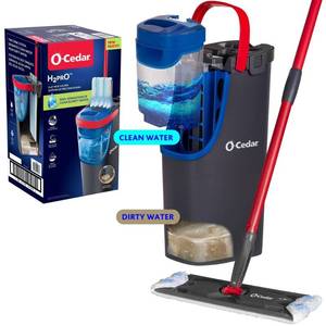 lot 37760 image: O-Cedar H2prO Flat Mop System Steel Handle, Microfiber Head - Retail $50