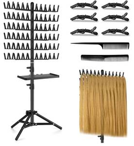 lot 37763 image: Braiding Rack with Tray, 144 Pegs Height Adjustable, 2-side Hair Extension Holder, Hair Stand with Stylist Tools for SalonHomeTravel  - Retail $30