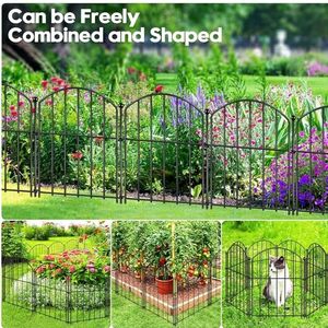 lot 37766 image: Decorative Garden Fence 17in (H) x10ft (L), Arched Rustproof Metal No Dig Fence for Dogs & Rabbit, Ornamental Animal Barrier for Flower Beds, Border Panels Fencing for Yard & Patio Outdoor Decor, 10 Piece. - Retail $29