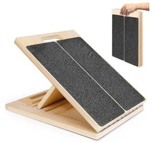 lot 37774 image: Portable Wooden Slant Board for Calf Stretching Squats Calf Stretcher Pilates Physical Therapy Equipment Adjustable Incline Board for Knees Ankle Heel Feet Leg - Retail $28