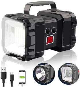 lot 37777 image: Rechargeable Flashlight, LED Spotlight Flashlight 10000 Capacity 1200LM 20h Ultra-Long Standby 34 Lights Modes Camping Flashlight Waterproof with USB Output as a Power Bank - Retail $23