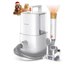 lot 37784 image: Dog Grooming Vacuum Kit for Shedding Pet Hair Remover with Quiet Suction Cleaners and Large Capacity Dustbin for Long-Haired Dogs and Cats Home Brush and Groomer with 6 Attachments - Retail $99