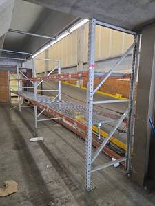 lot 19803 image: Industrial Pallet Racking System with Wire Deck Shelves