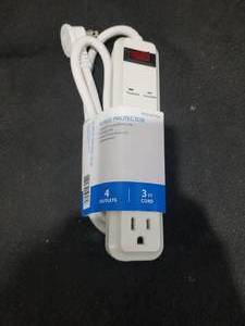 lot 1322 image: 4-Outlet Surge Protector Power Strip with 3 Ft Cord
