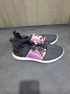 lot 1357 image: Black Mesh Sneakers with Iridescent Overlay Panel Size 6