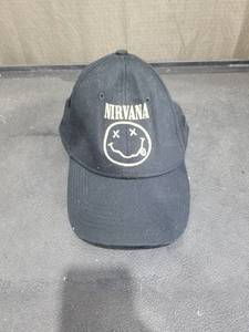 lot 1378 image: Nirvana Smiley Face Logo Black Baseball Cap