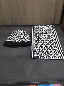 lot 1379 image: Michael Kors MK Logo Knit Beanie and Scarf Set