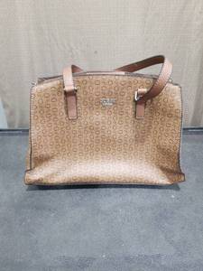 lot 1451 image: Guess G Logo Signature Satchel Handbag in Brown