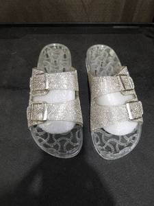 lot 1468 image: Wild Diva Lounge Rhinestone Double Buckle Jelly Slide Sandals Size 7
