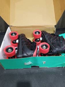lot 1489 image: Lenexa Hoopla Kids Roller Skates for Kids Children - Girls and Boys - Kids Rollerskates - Childrens Quad Derby Roller Skate for Youths BoyGirl - Kids Skates (Black wRed Wheels) Size 5