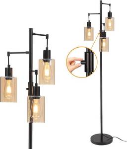 lot 7017 image: $75 Farmhouse Dimmable Floor Lamp - 3 Lights, Oil Rubbed Bronze