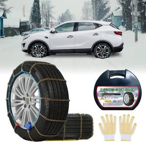 lot 7023 image: $110 HLN-150 3.9mm Auto Tightening Snow Chains 1-Min Quick Install 2pc