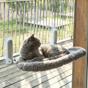 lot 7025 image: YUNIQUE Cat Window Perch with Cushion Rim & Upturned Edge Bracket