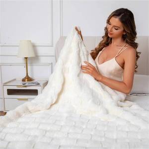 lot 7036 image: $50 Southampton Blanket - Faux Fur Throw 60x80 Lighthouse Cream