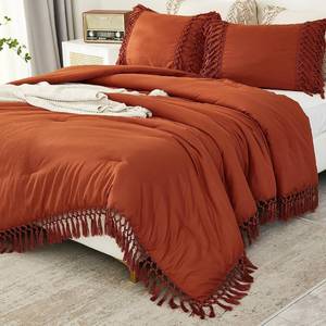 lot 7049 image: $55 Andency Burnt Orange California King Comforter Set, 3 Pieces