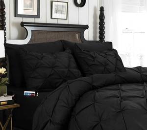 lot 7052 image: $70 Elegant Comfort 7-Piece Pinch Pleated Comforter Set, Black
