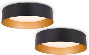 lot 7057 image: $76 Bargeni Flush Mount Lights, 12.5 in, 3000K18W, Matte Black 2-Pack