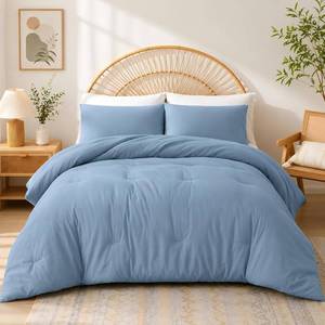 lot 7059 image: weigelia Dusty Blue Comforter Set King Size, 3 Pieces