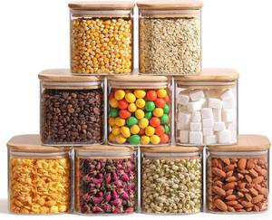 lot 7061 image: ComSaf 0.7 Qt Glass Storage Jars (Set of 9) with Lids
