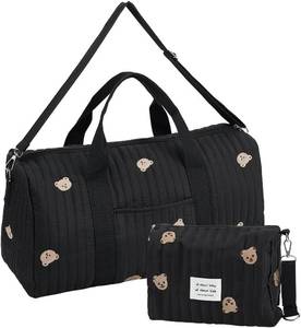 lot 7079 image: WEBEEDY 2 Styles Diaper Tote Bag with Zippered Bear Pattern