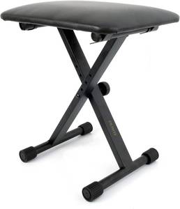 lot 7087 image: Keyboard Bench X-Style Height Adjustable Padded Stool (Black)