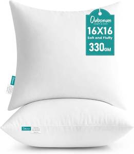 lot 7097 image: Oubonun 16x16 Pillow Inserts, Down Alternative, White, Pack 2
