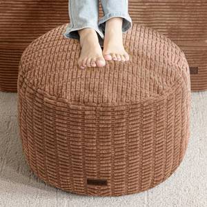 lot 7109 image: $50 HIGOGOGO Pouf Ottoman Round Foam Filled Foot Rest, 20x15 in, Brown