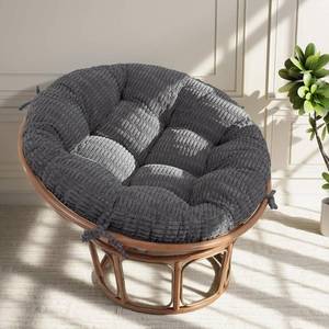 lot 7110 image: $48 idee-home Papasan Chair Cushion, Corduroy 48x48, Grey