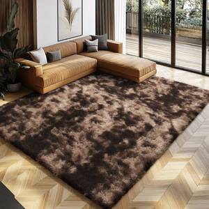 lot 7116 image: Shag Area Rug 4x6 Ultra-Soft Fluffy DormBedroom, Mottling Brown