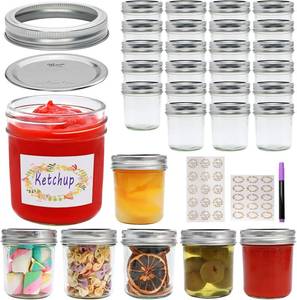 lot 7124 image: Mason Jars Canister, 6 oz Glass Jar with Lids, Rustic Storage